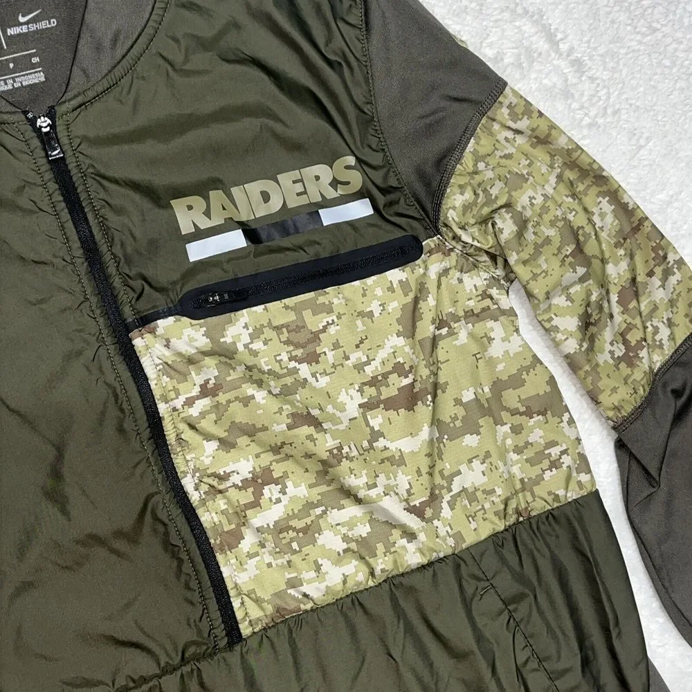 Las Vegas RAIDERS Salute to Service Nike Shield Zip Camo Jacket‎ Mens On Field S
